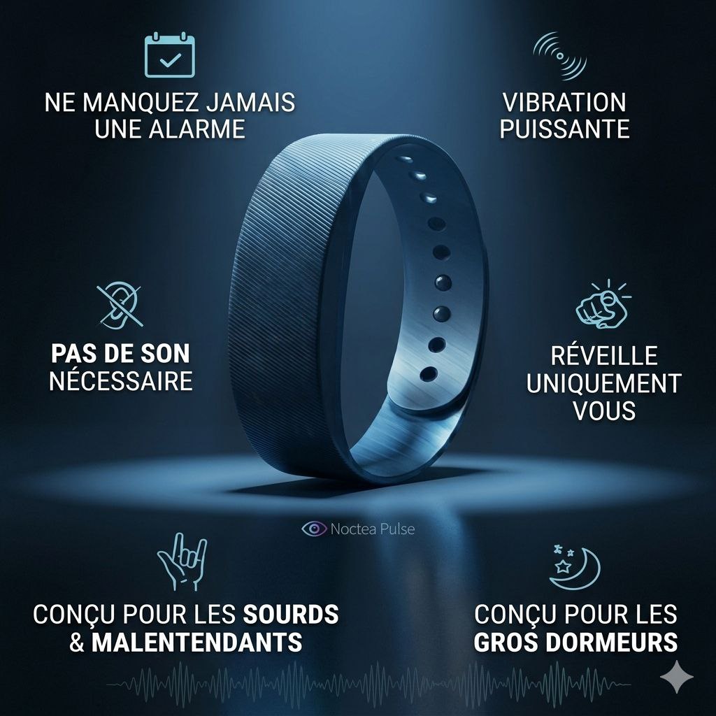 Noctea Pulse – Réveil Bracelet Vibrant Réveillez-vous sans bruit et sans déranger votre partenaire