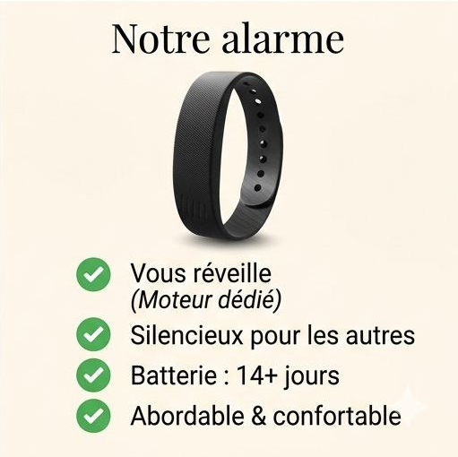 Noctea Pulse – Réveil Bracelet Vibrant Réveillez-vous sans bruit et sans déranger votre partenaire